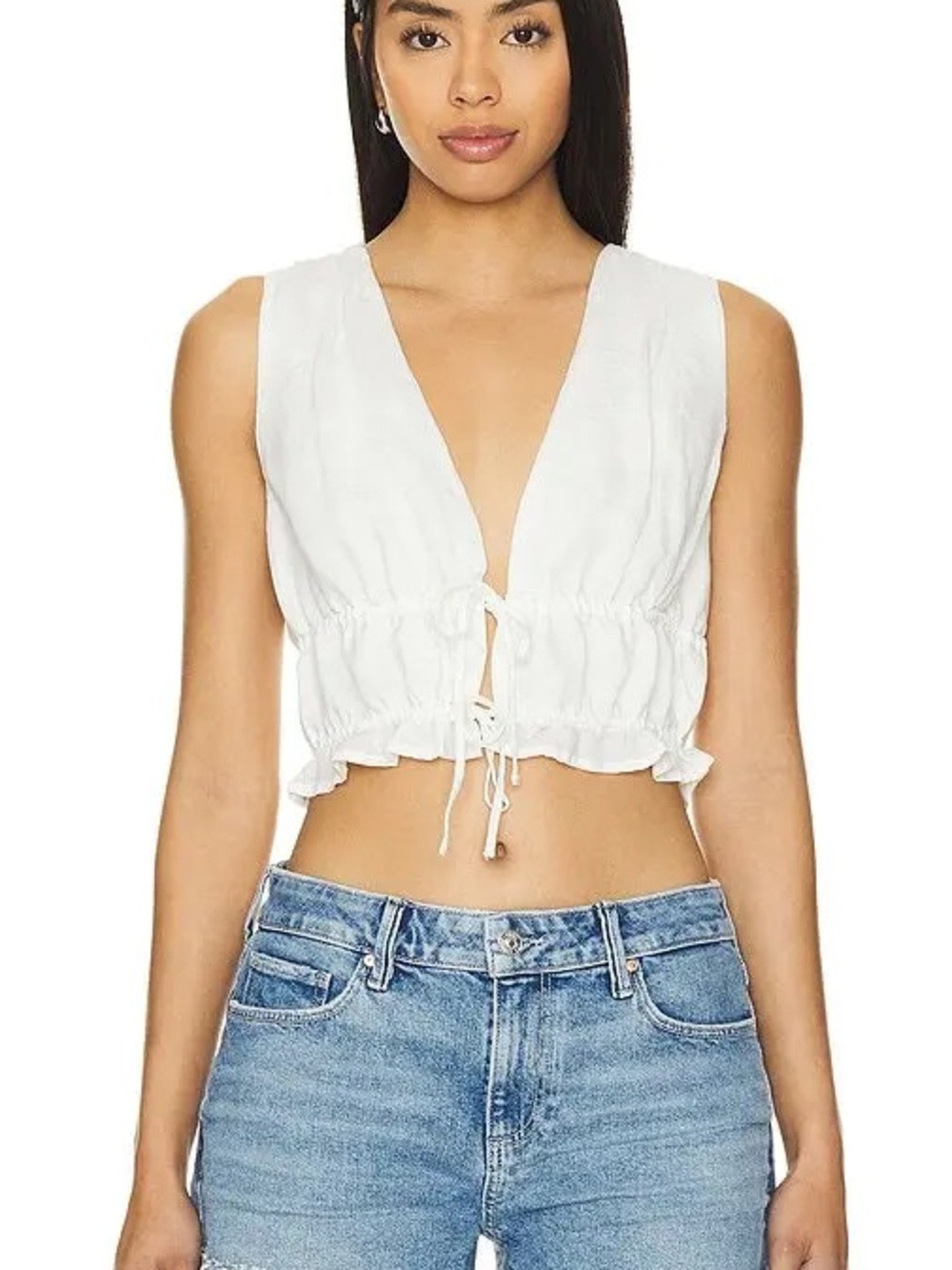 Onia Medium Open Air Tie-Front V-Neck Top